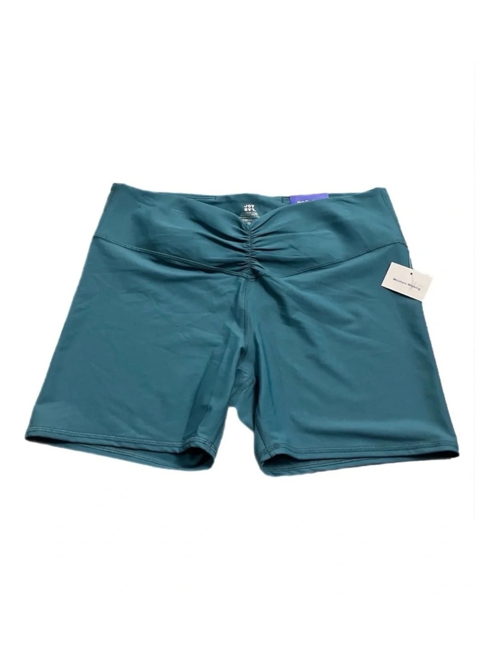 Ruched High-Waist Teal Women's Bike Shorts XXL